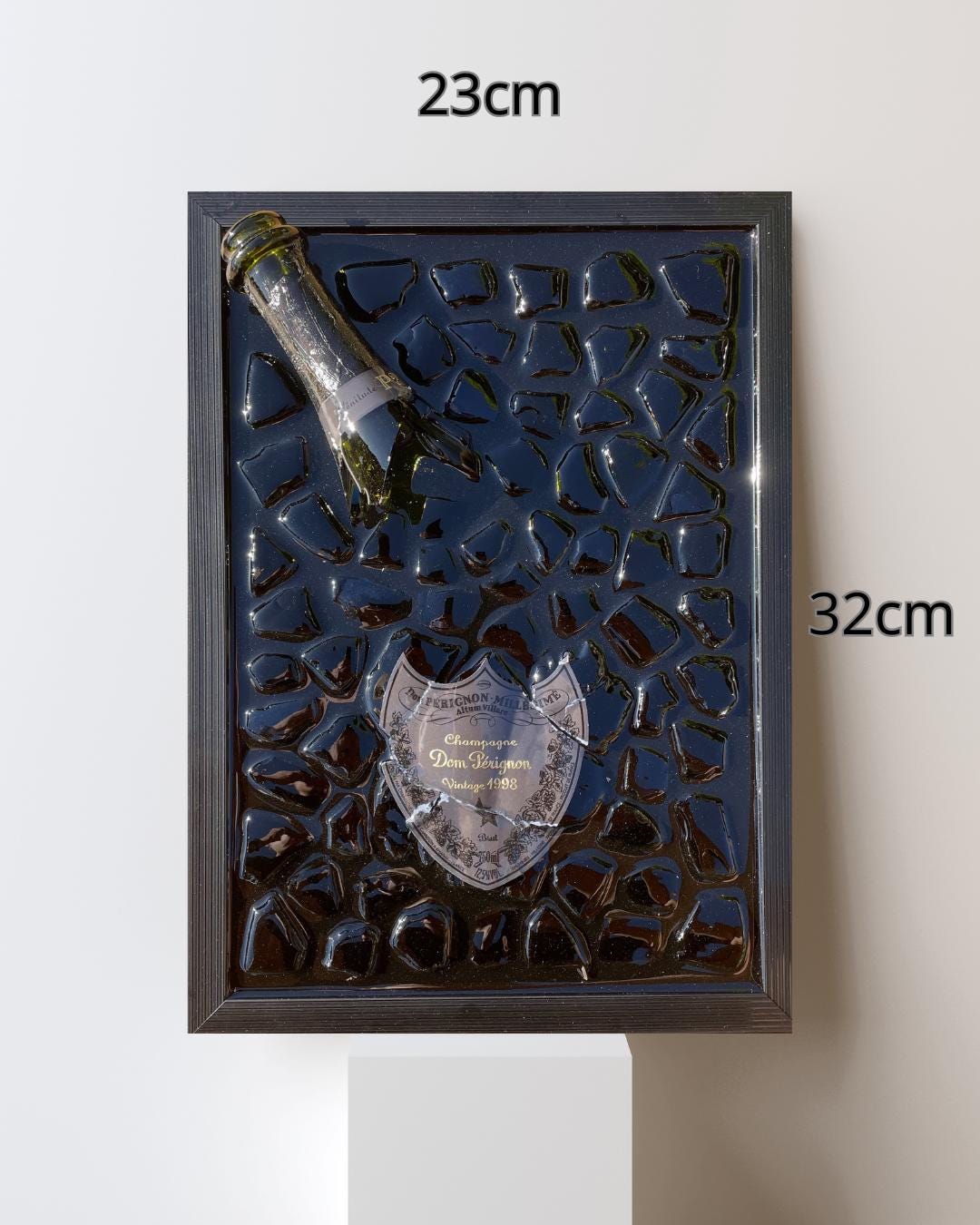 Luxury Epoxy Broken Bottle Artwork Featuring Pérignon P2 1998 Champagne Bottle | Handmade Resin Art