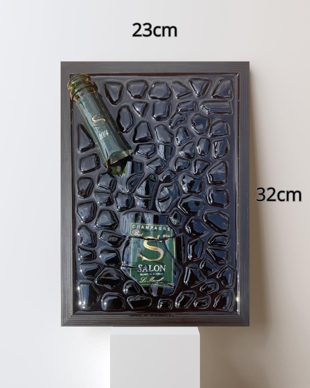 Luxury Epoxy Art | Broken Bottle Art | Salon Champagne 2004 | Resin Decor | Unique Gift for Him | Man Cave Art