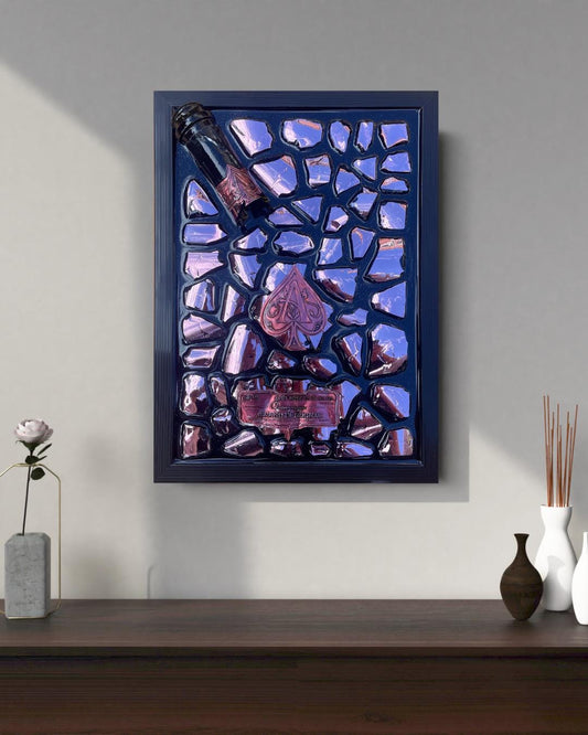 Luxury Epoxy Artwork | Champagne Art | Broken Bottle Art | Brignac Pink Decor | Resin Art | Gift For Her