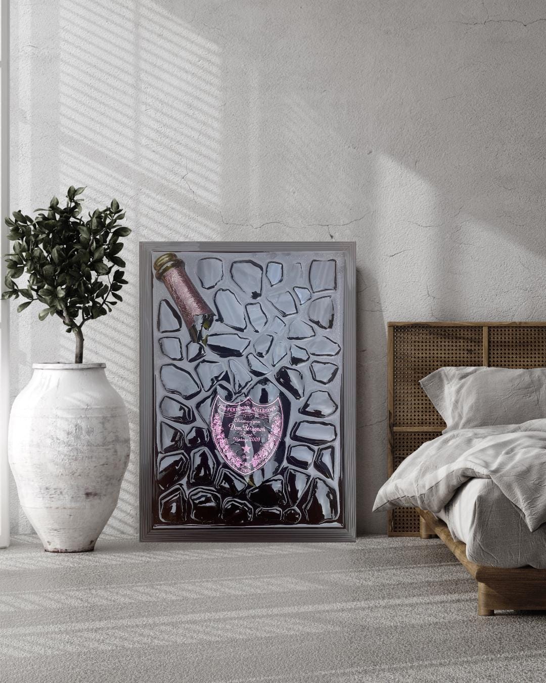 roken Bottle Art Pérignon Pink 2009 Artwork Luxury Home Decor Unique Artwork Gift for Him Resin Art