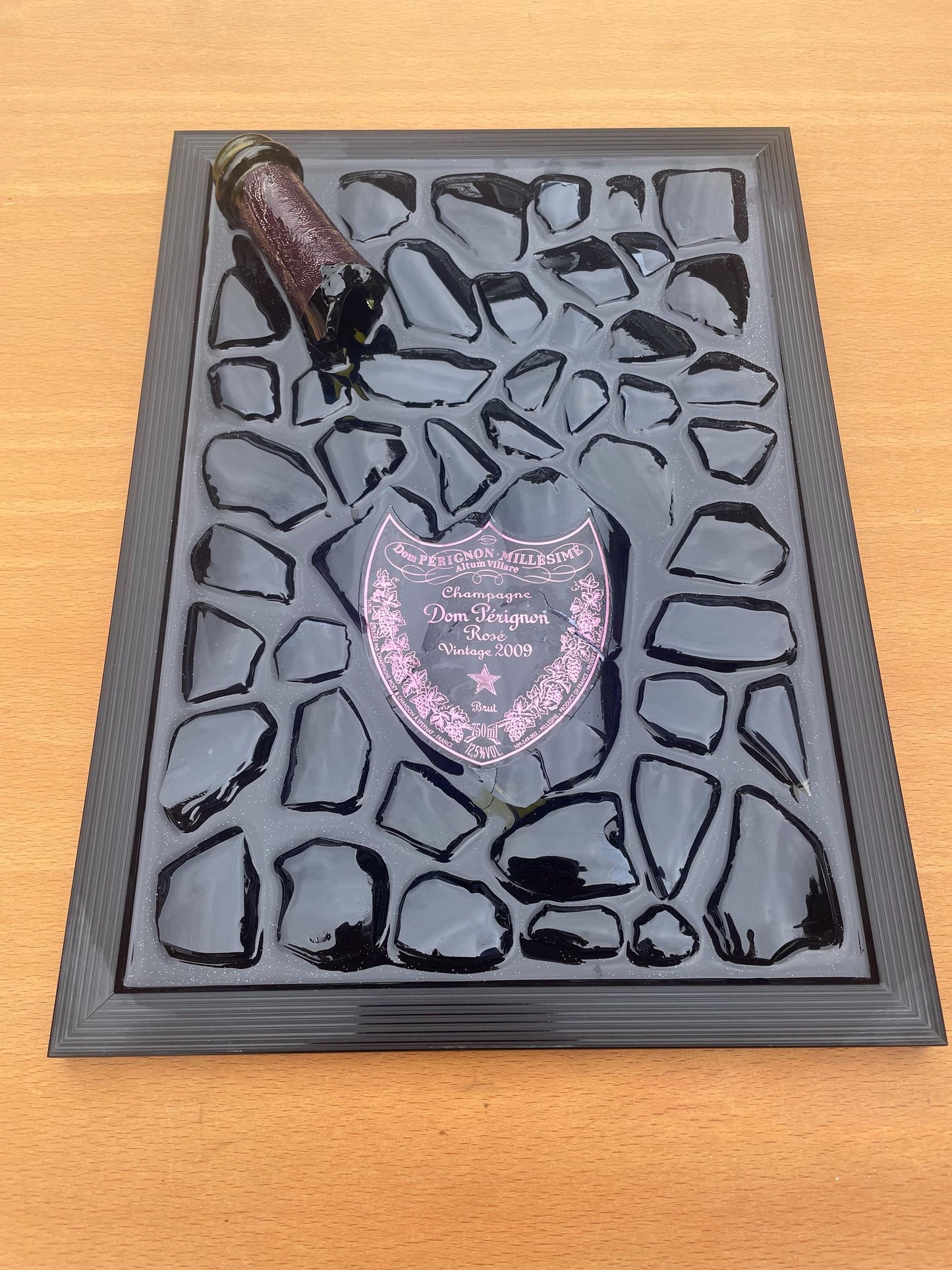 roken Bottle Art Pérignon Pink 2009 Artwork Luxury Home Decor Unique Artwork Gift for Him Resin Art