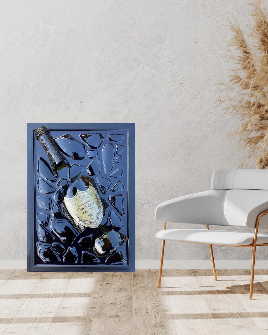 Luxury Epoxy Artwork | Champagne Art | Broken Bottle Art | Pérignon Decor | Resin Art | Gift For Him