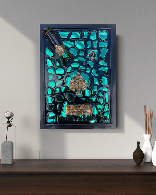 Broken Bottle Art Home Decor Brignac Champagne Luxury Epoxy Resin Art Gift for Him