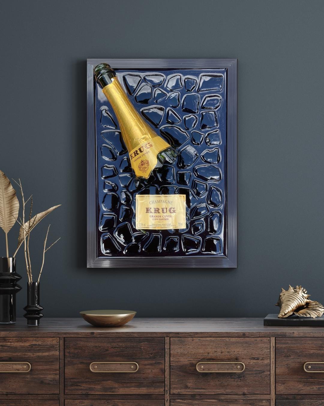 Broken Bottle Art Epoxy Resin Wall Decor Unique Krug Recycled Glass Gift for Home Office Gifts For Him