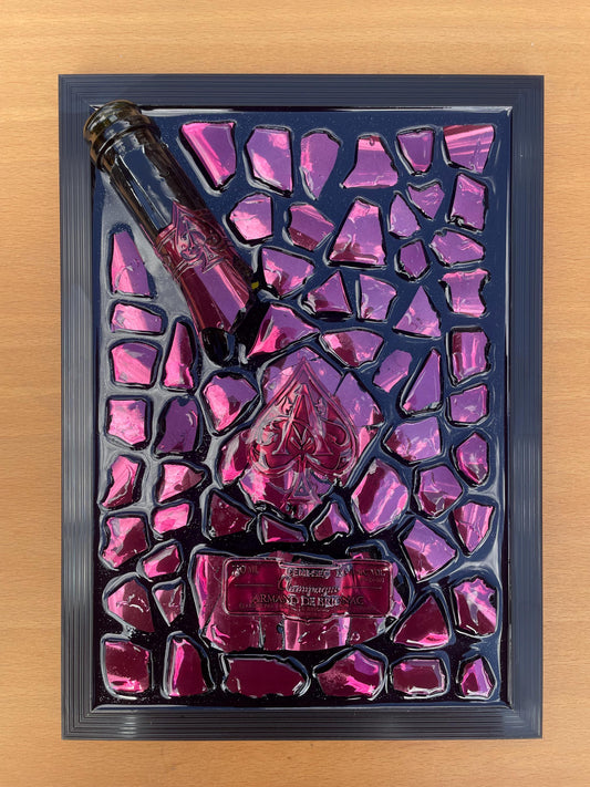 Brignac Champagne Resin Art | Pink Broken Bottle Art | Epoxy Sculpture | Broken Glass Art Gift | Gift for Him
