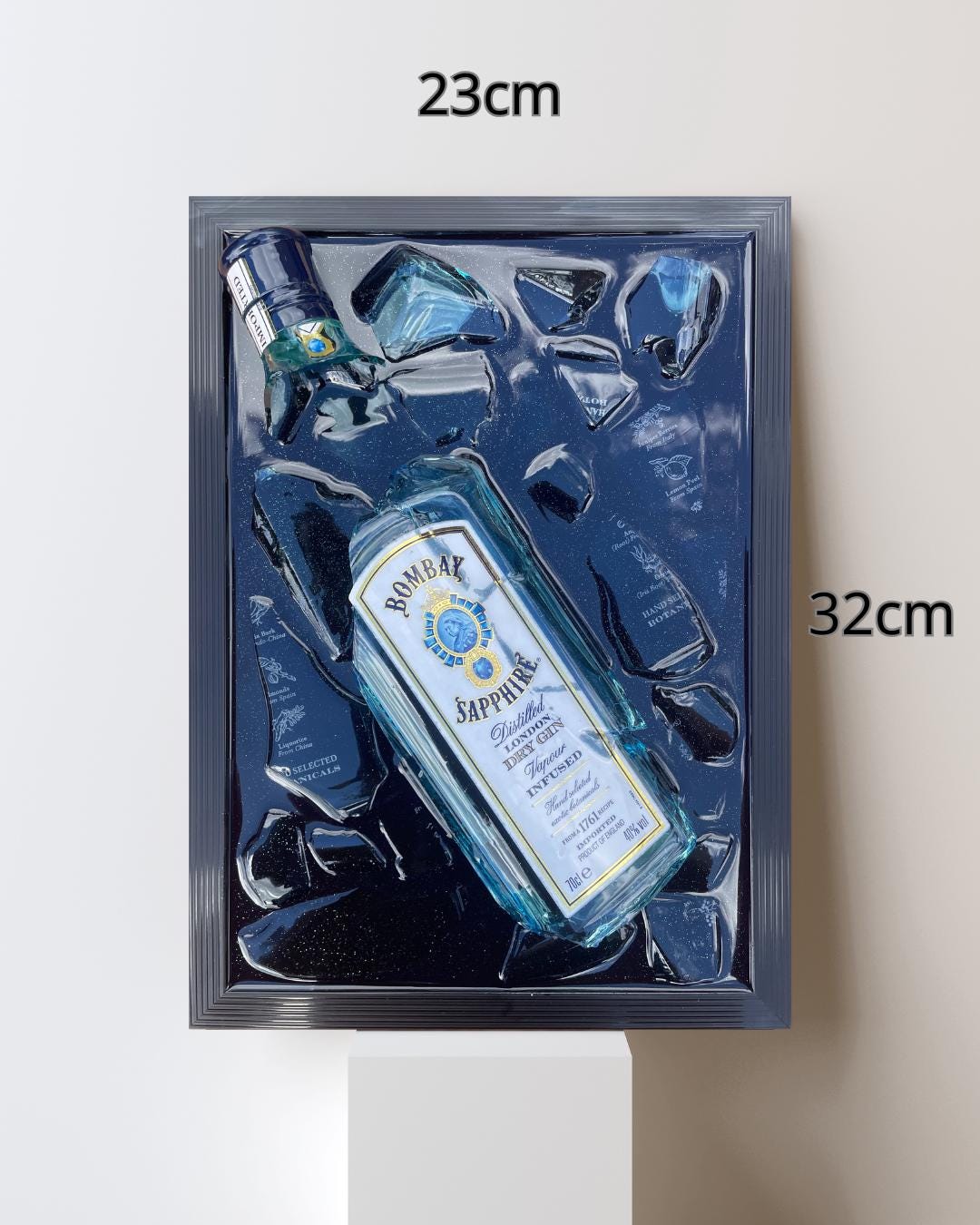 Bombay Gin Bottle Art | Unique Bar Wall Decor | Broken Bottle Art | Epoxy Resin Art | Gift for Him | Home Bar Decor