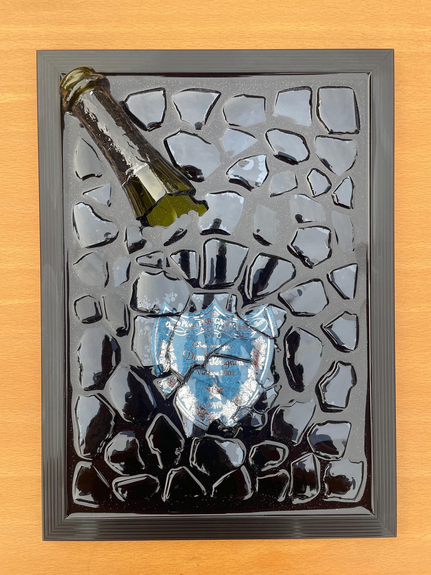 Broken Bottle Art Pérignon Blue 2002 Andy Warhol Limited Edition Epoxy Art Gift for Him Resin Art