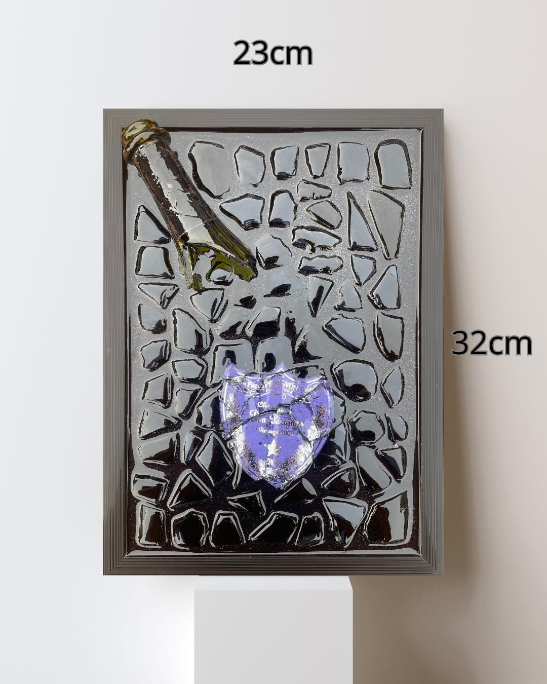 Luxury Epoxy Resin Art: Broken Bottle Art Champagne Bottle - Pérignon Light Purple
