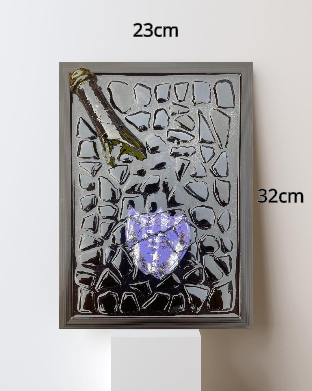 Luxury Epoxy Resin Art | Broken Bottle Art | Champagne Bottle | Pérignon Light Purple | Gift for Him | Broken Glass Art