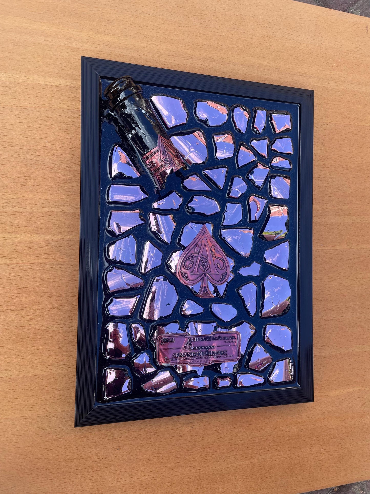 Luxury Epoxy Artwork | Champagne Art | Broken Bottle Art | Brignac Pink Decor | Resin Art | Gift For Her