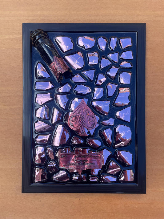 Luxury Epoxy Artwork | Champagne Art | Broken Bottle Art | Brignac Pink Decor | Resin Art | Gift For Her