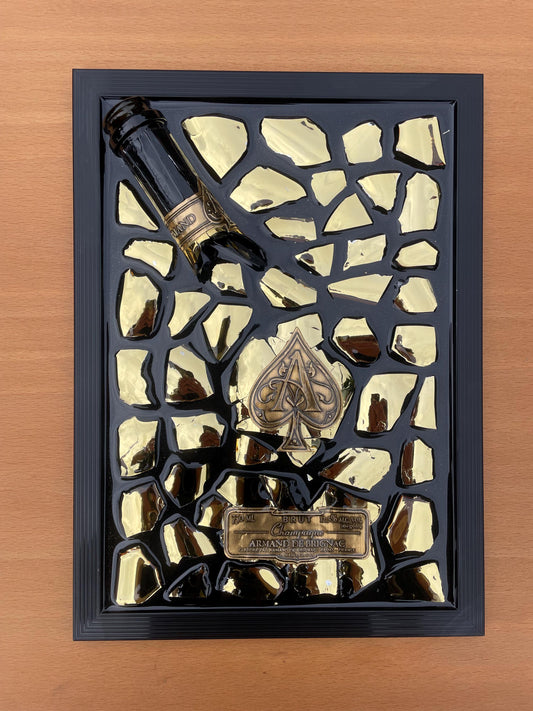 Luxury Epoxy Broken Bottle | Brignac Champagne Art | Gold Tones Resin | Broken Glass | Gift for Him | Unique Decor