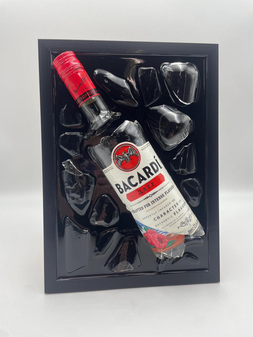 Bacardi Razz Broken Bottle Art