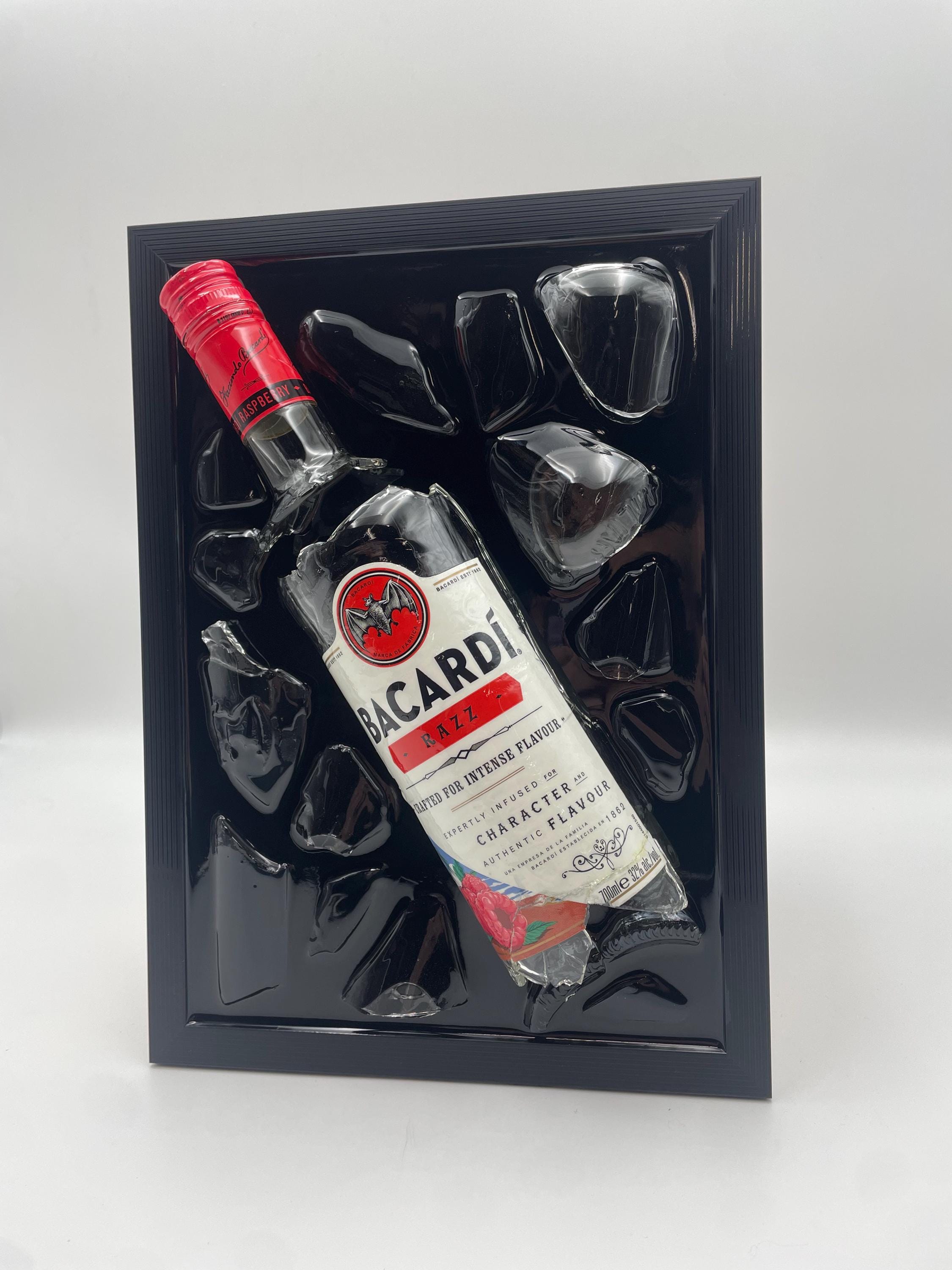 Bacardi Razz Broken Bottle Art