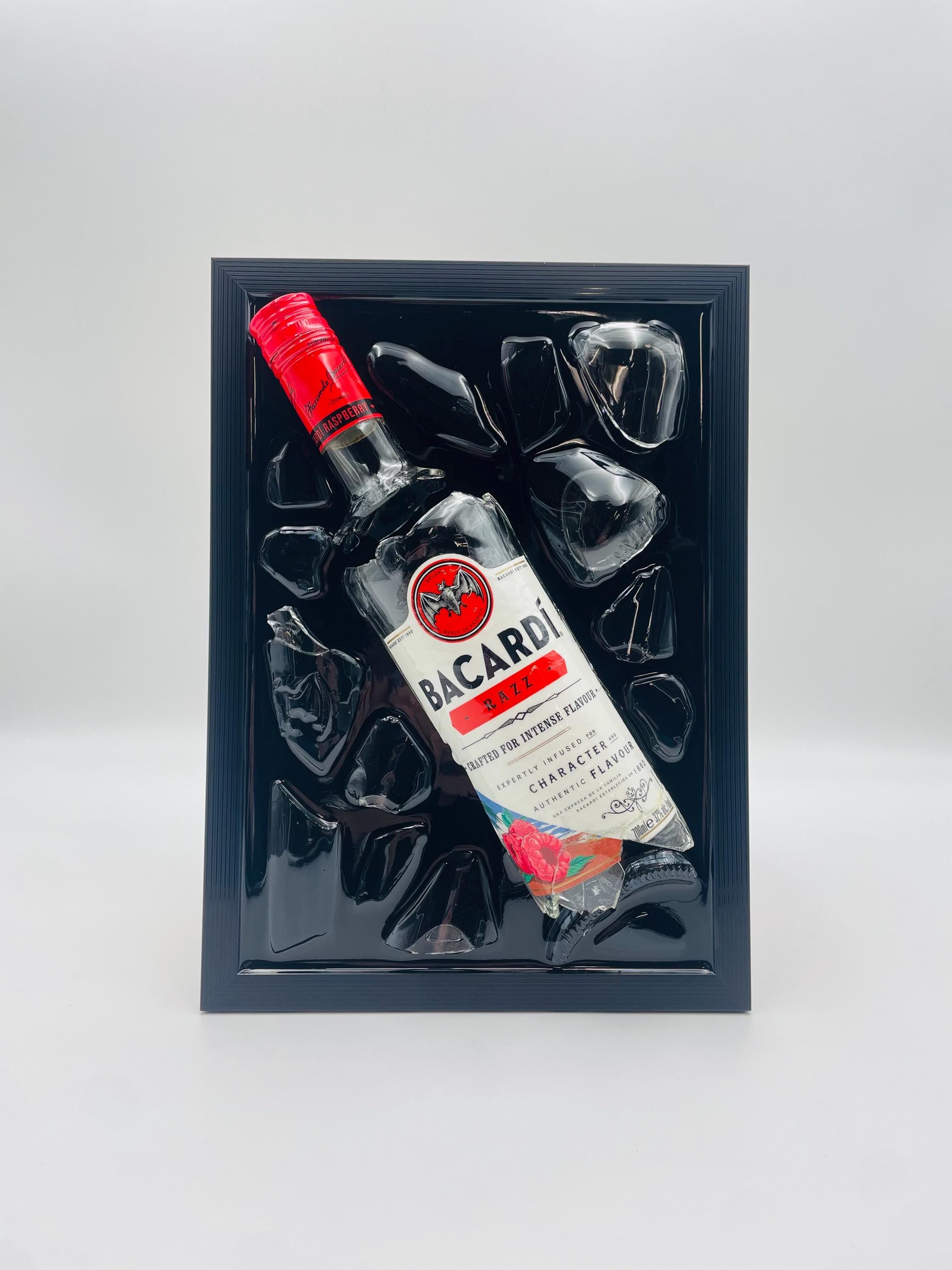 Bacardi Razz Broken Bottle Art