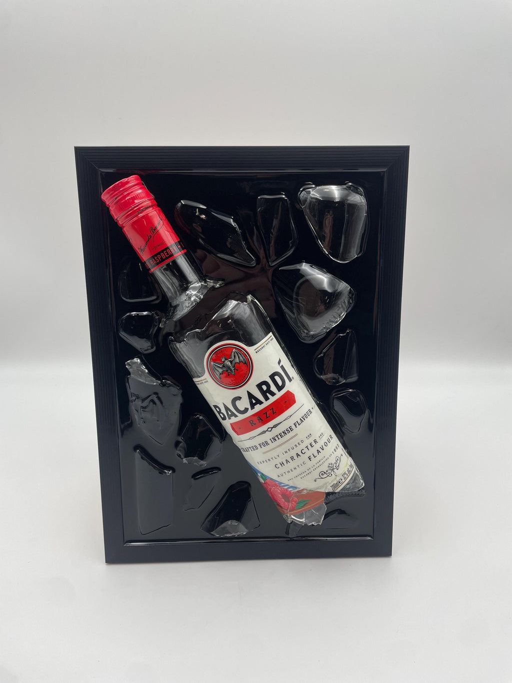 Bacardi Razz Broken Bottle Art