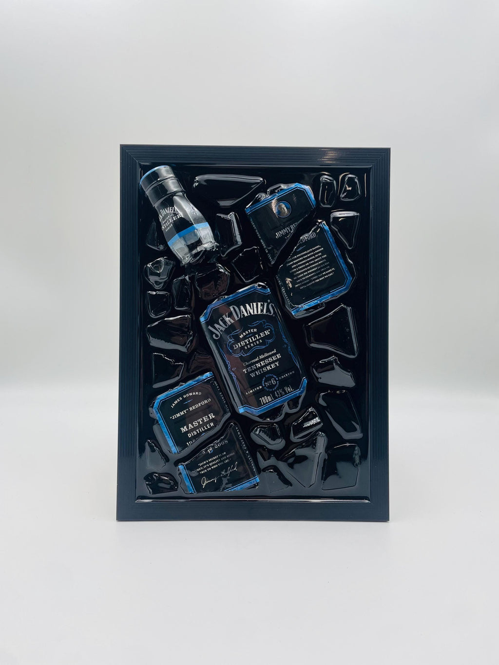 Jack Daniels Blue Broken Bottle Art