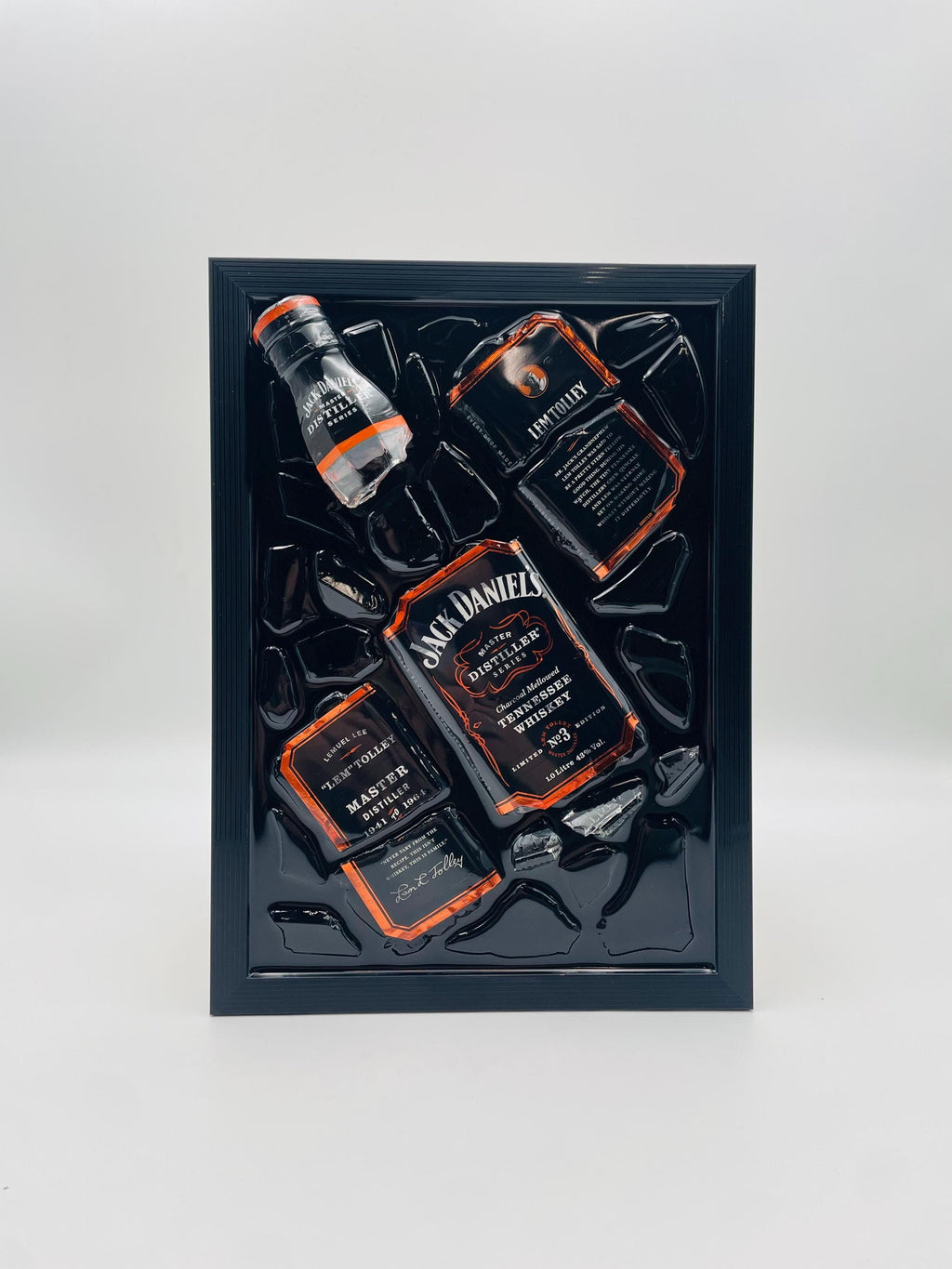 Jack Daniels Blue Broken Bottle Art