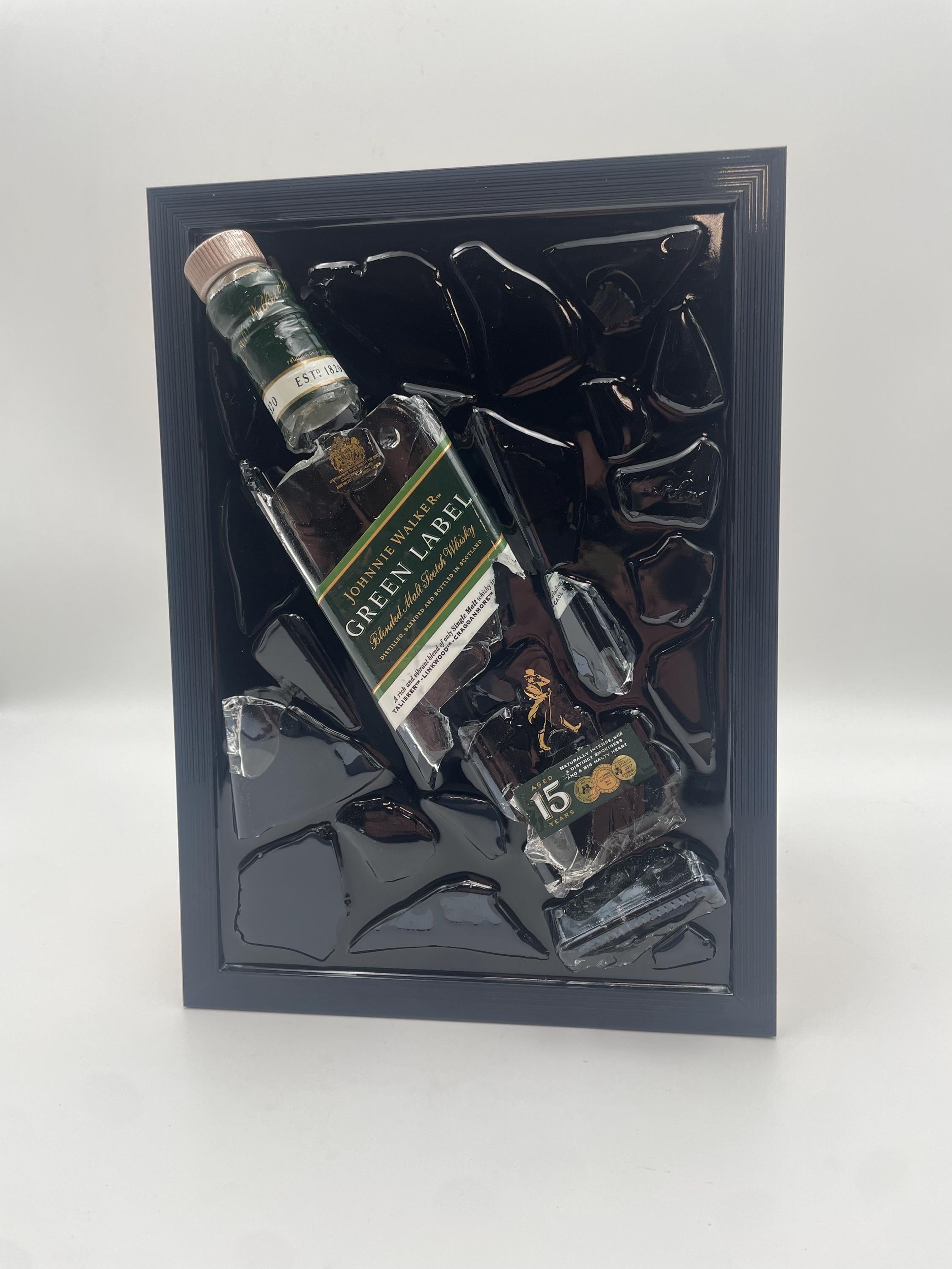 Johnnie Walker Green Label Broken Bottle Art