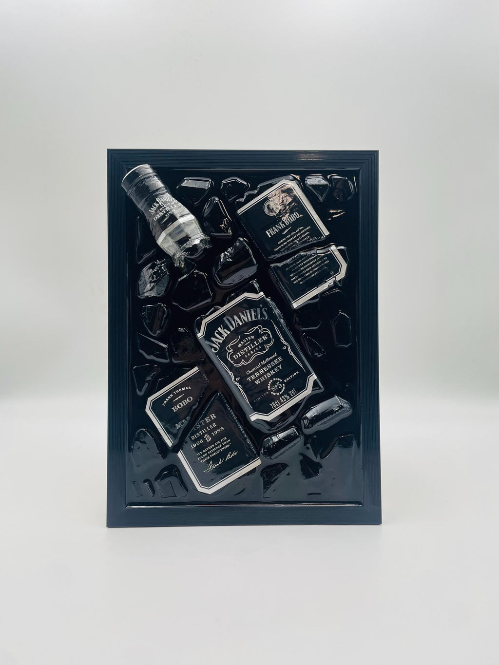 Jack Daniels Silver Master Distiller Broken Bottle Art