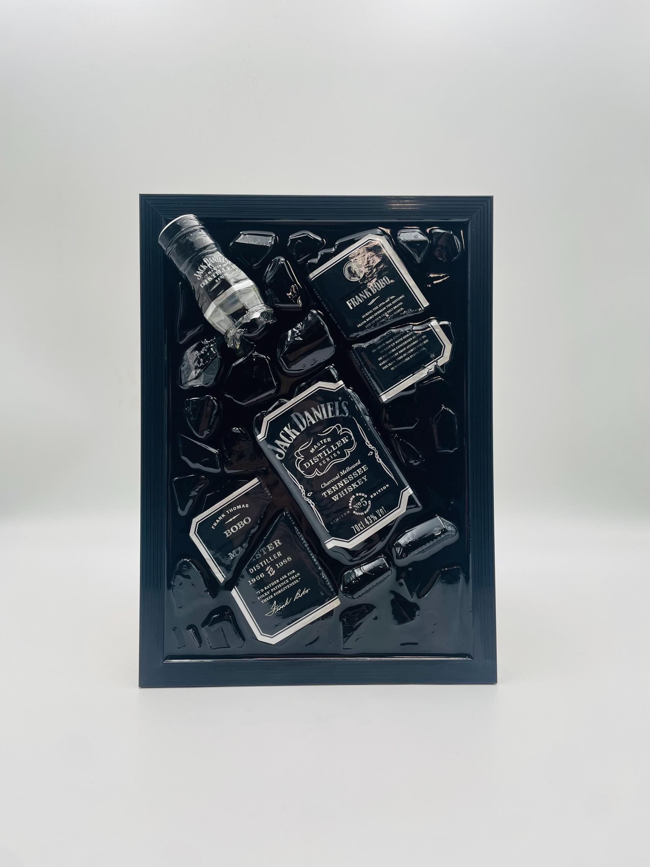 Jack Daniels Silver Master Distiller Broken Bottle Art
