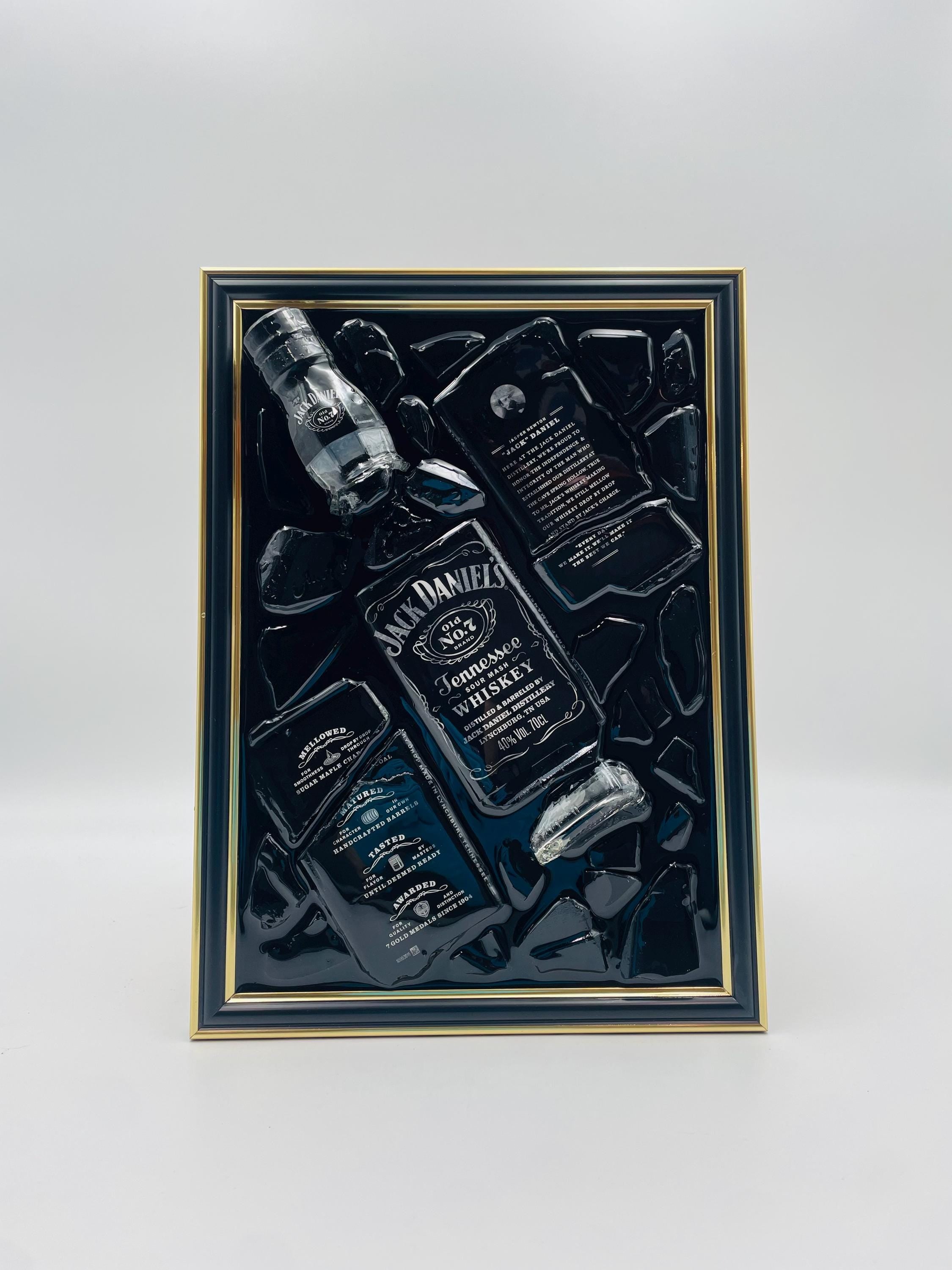 Jack Daniels Gold Frame Broken Bottle Art