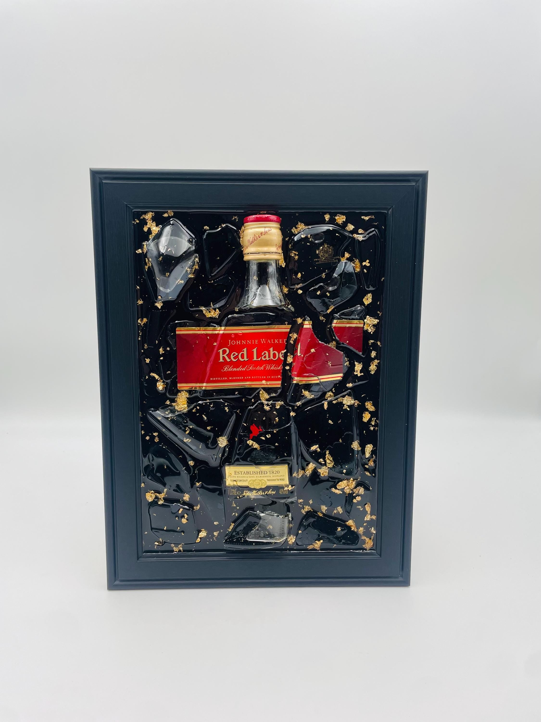 Johnnie Walker Red Label Gold Broken Bottle Art