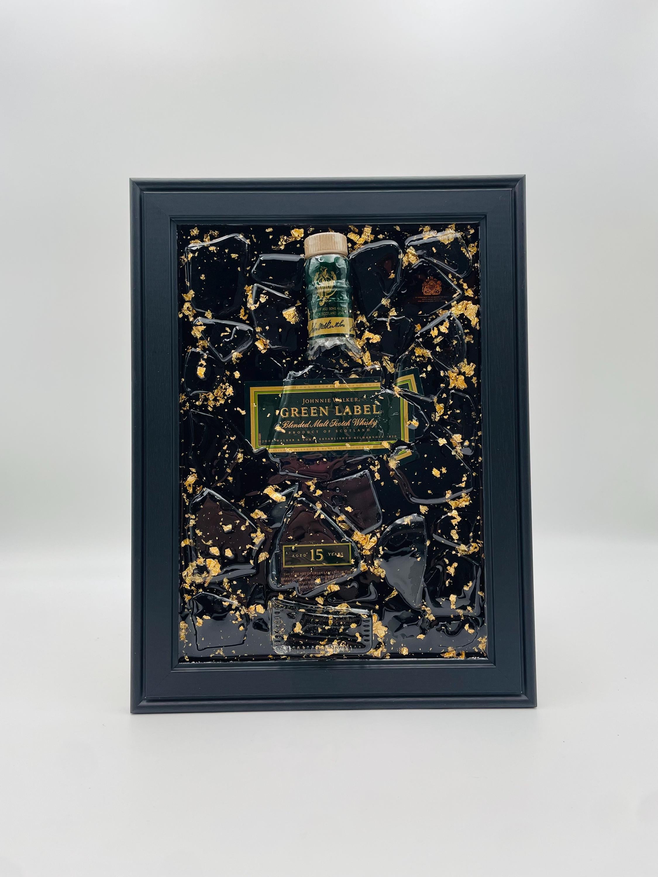 Johnnie Walker Green Label Broken Bottle Art