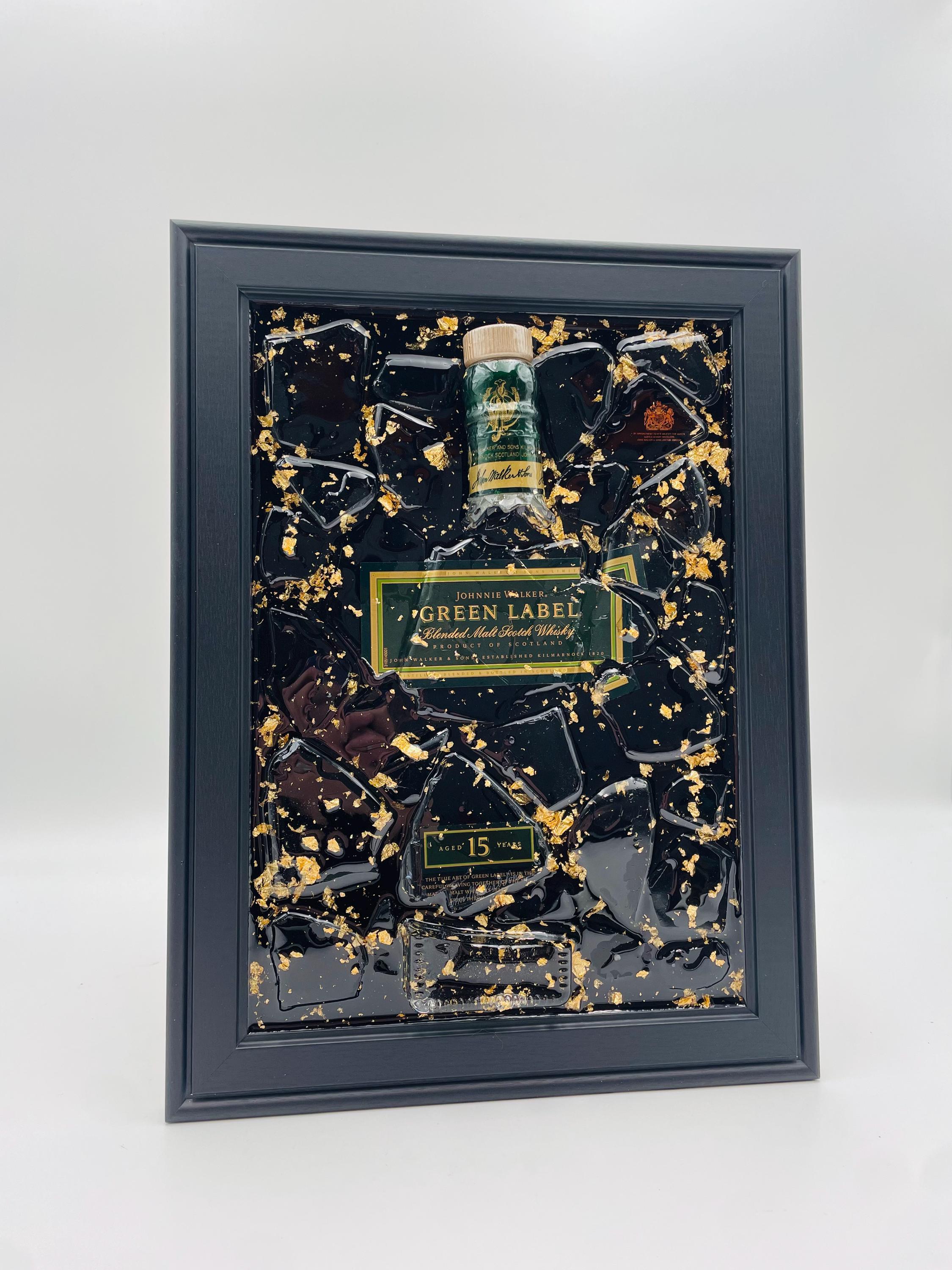 Johnnie Walker Green Label Broken Bottle Art
