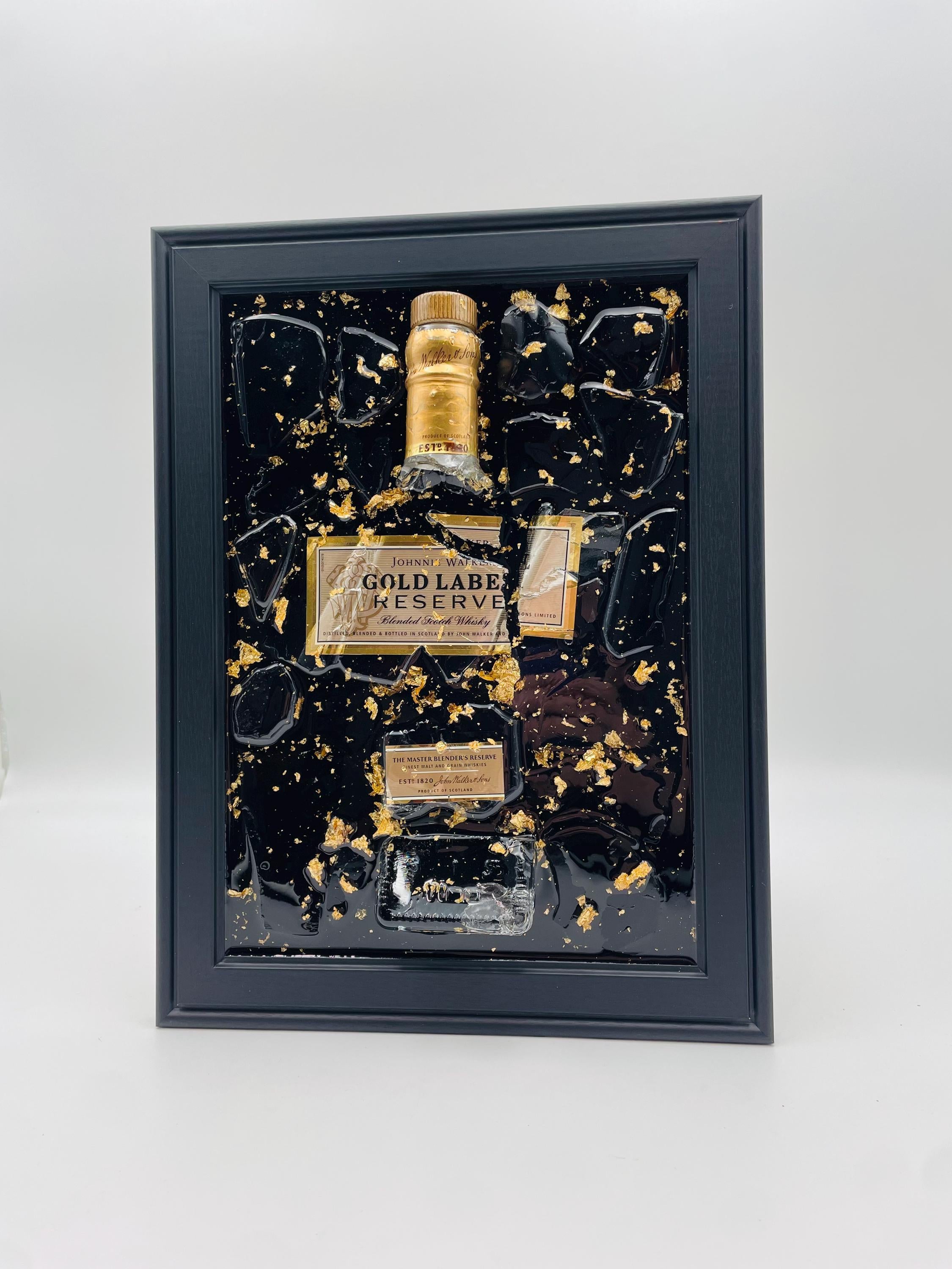 Johnnie Walker Gold label Broken Bottle Art