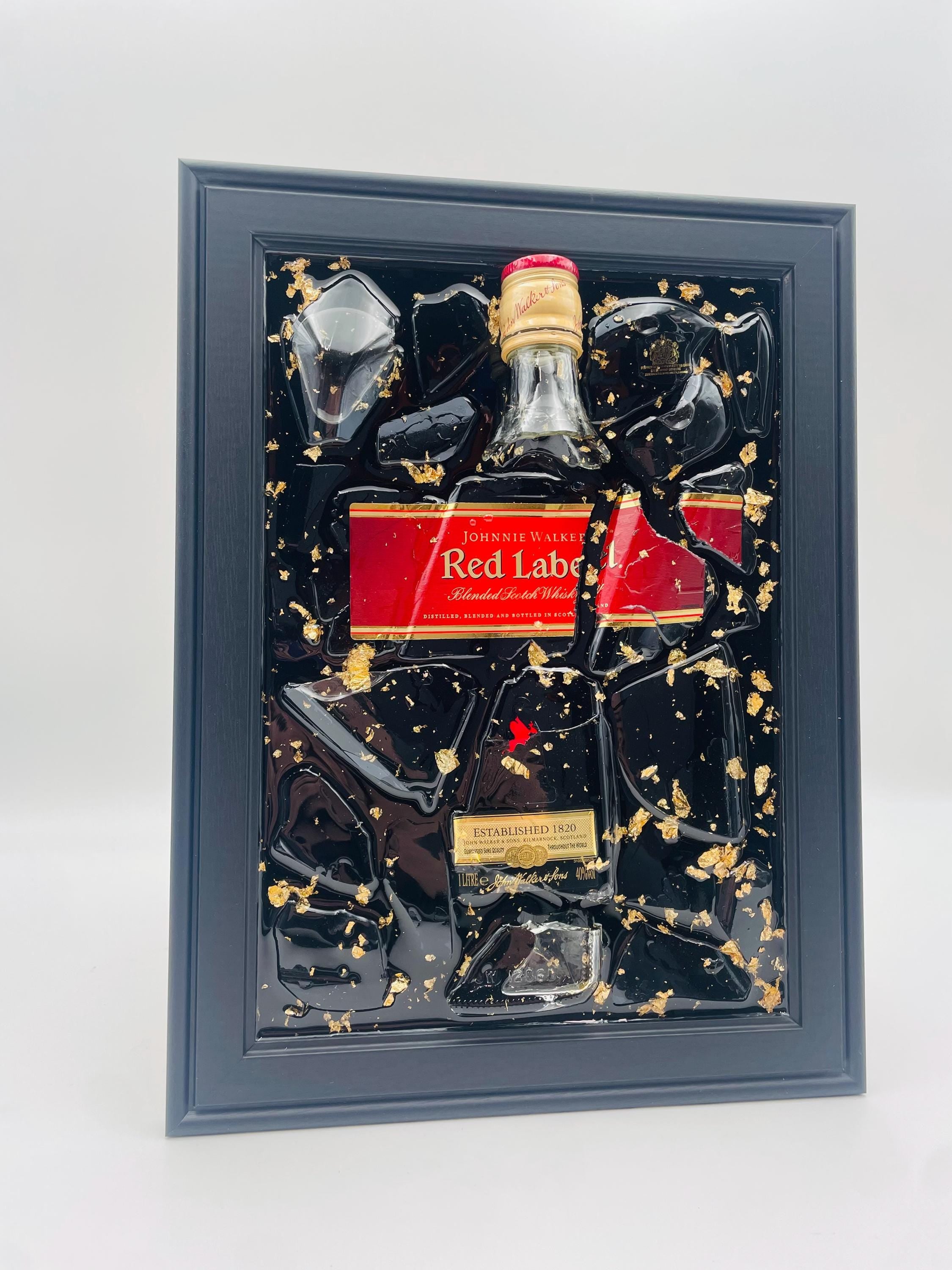 Johnnie Walker Red Label Gold Broken Bottle Art