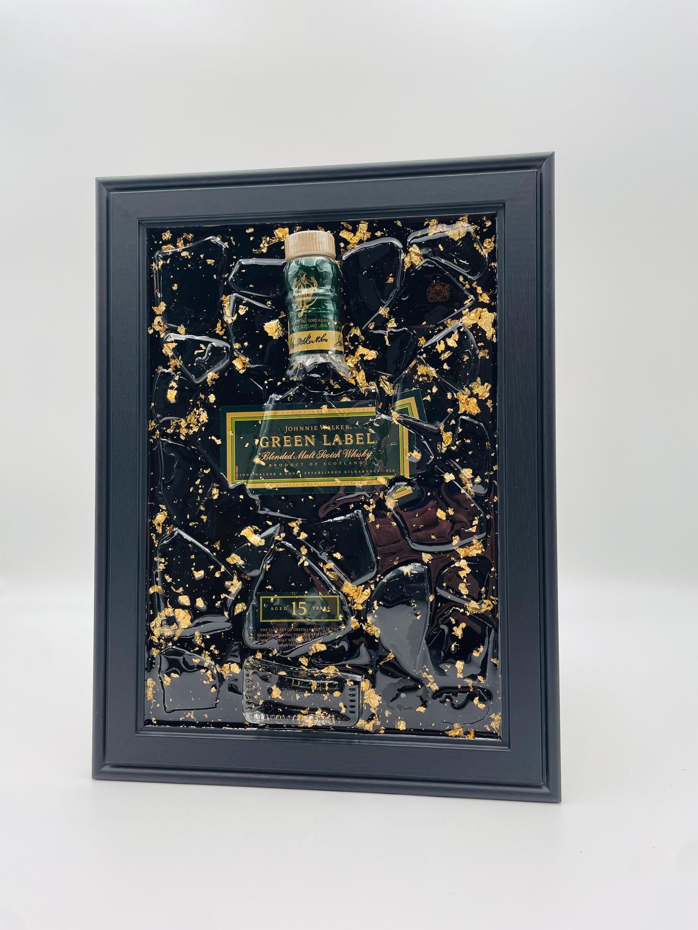 Johnnie Walker Green Label Broken Bottle Art