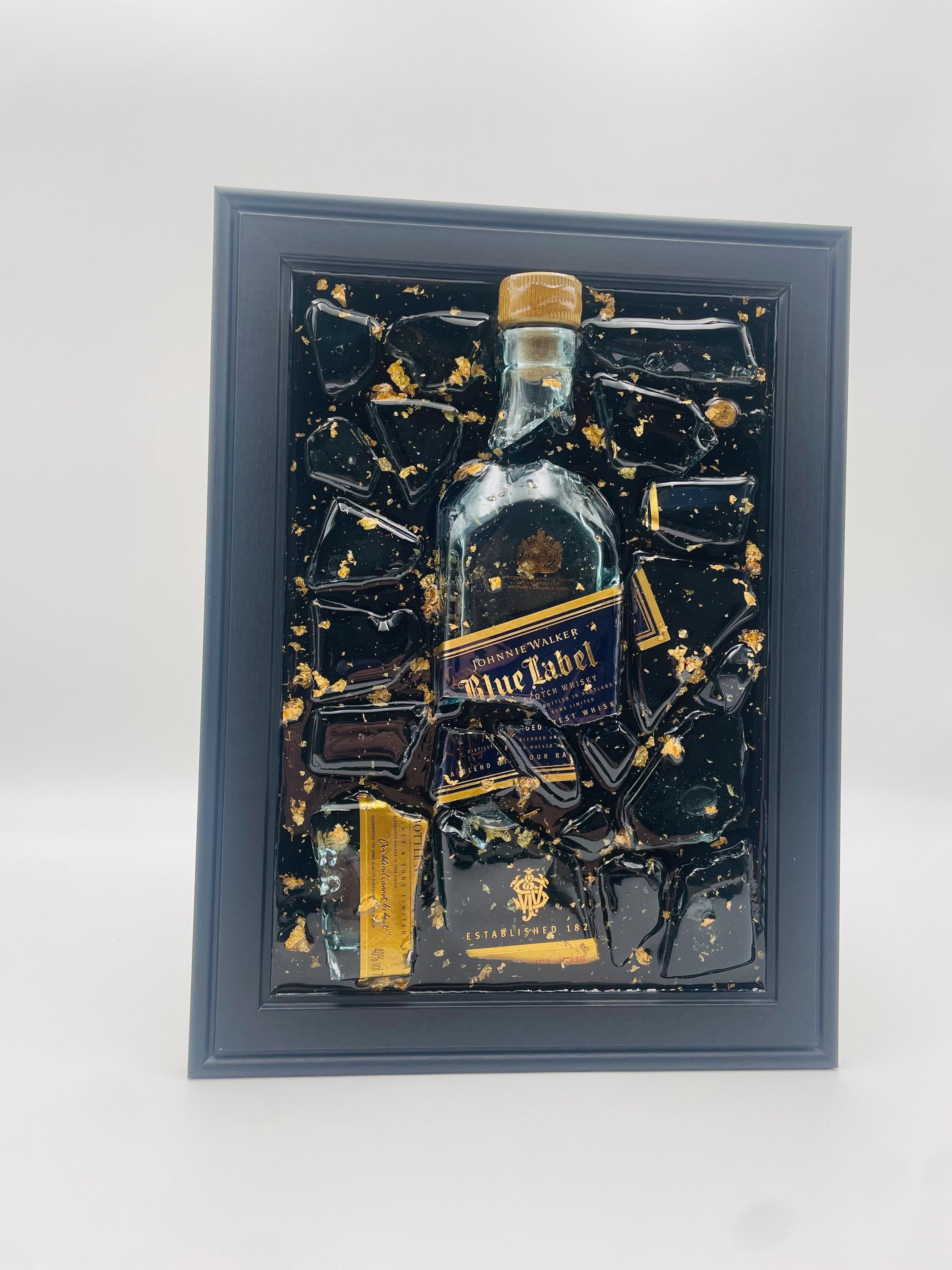 Johnnie Walker Blue Label Gold Broken Bottle Art
