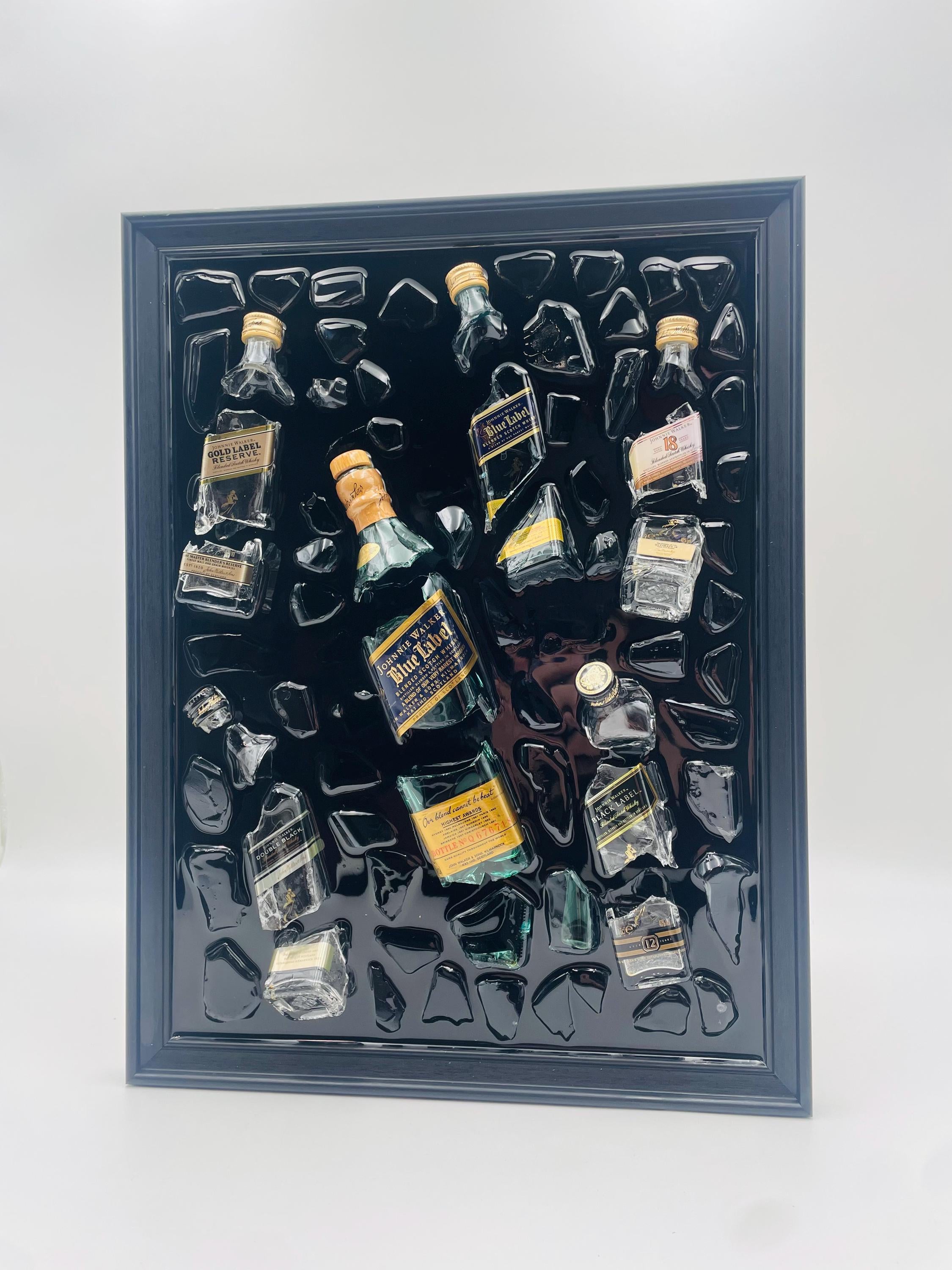 Johnnie Walker Mini Collection Label Broken Bottle Art