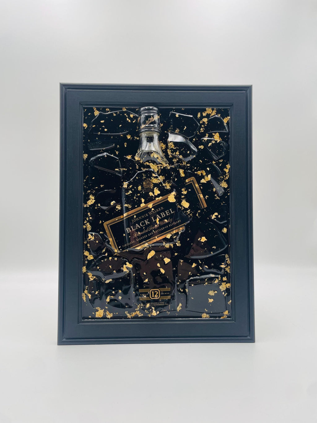 Johnnie Walker  Black Label Gold Broken Bottle Art