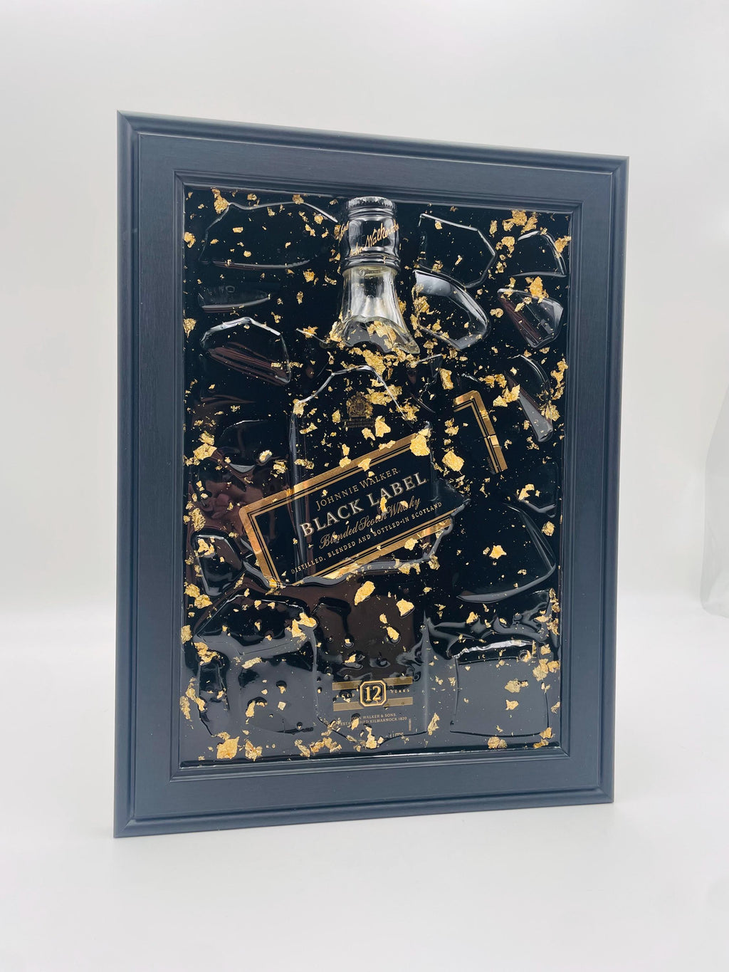 Johnnie Walker  Black Label Gold Broken Bottle Art