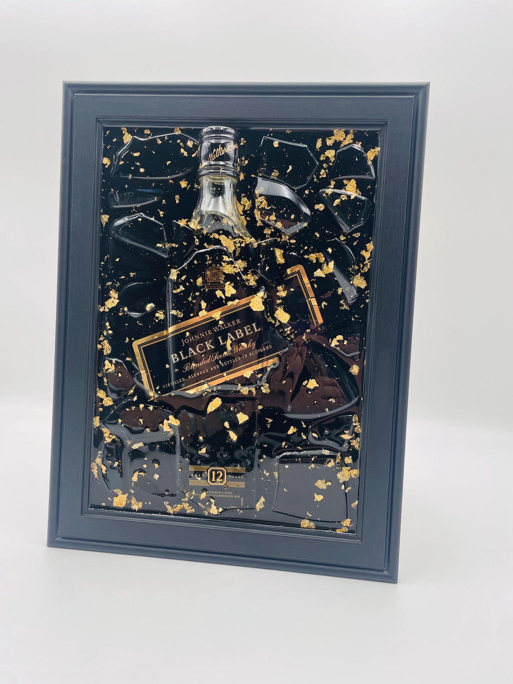 Johnnie Walker  Black Label Gold Broken Bottle Art