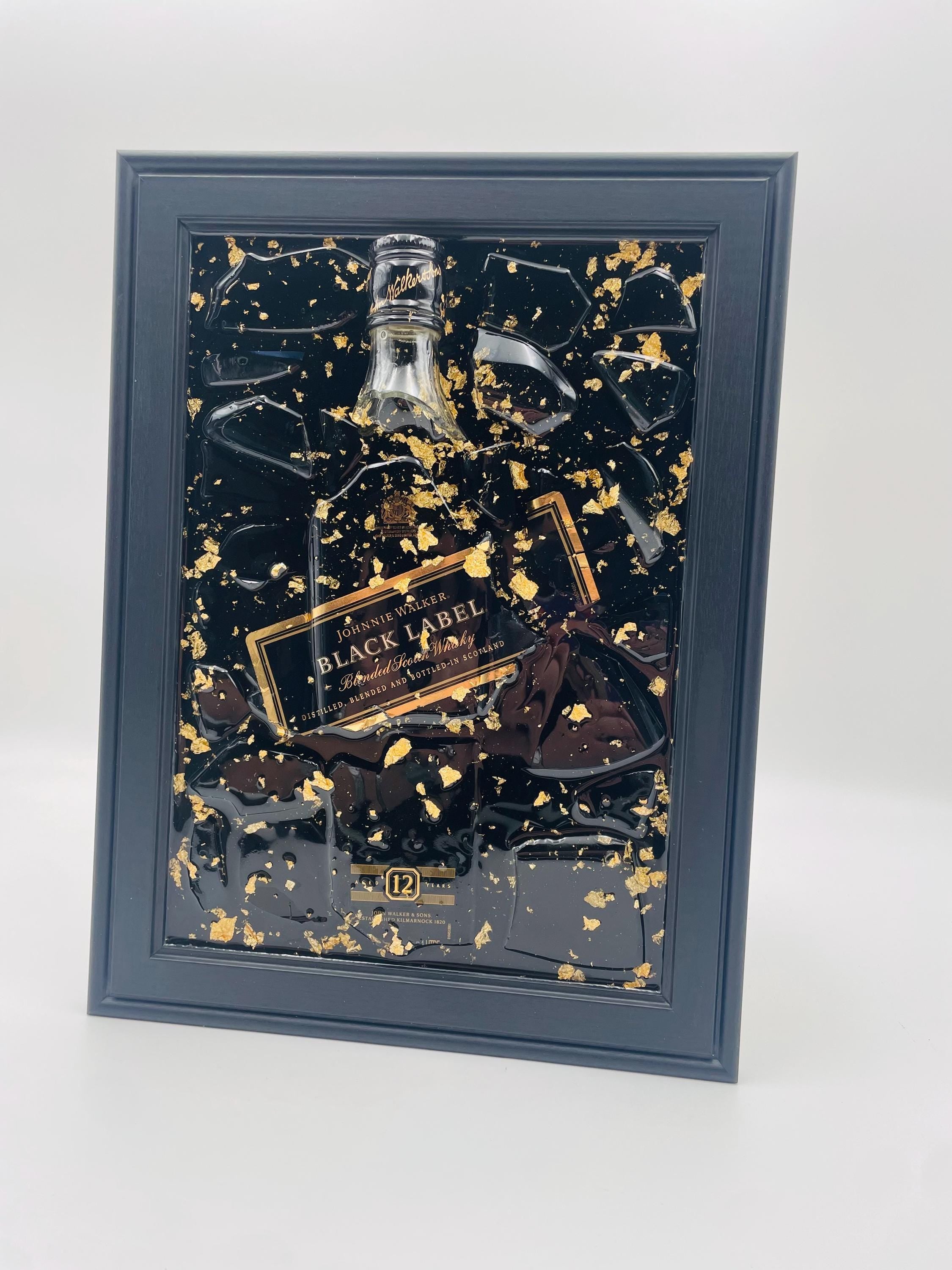 Johnnie Walker  Black Label Gold Broken Bottle Art
