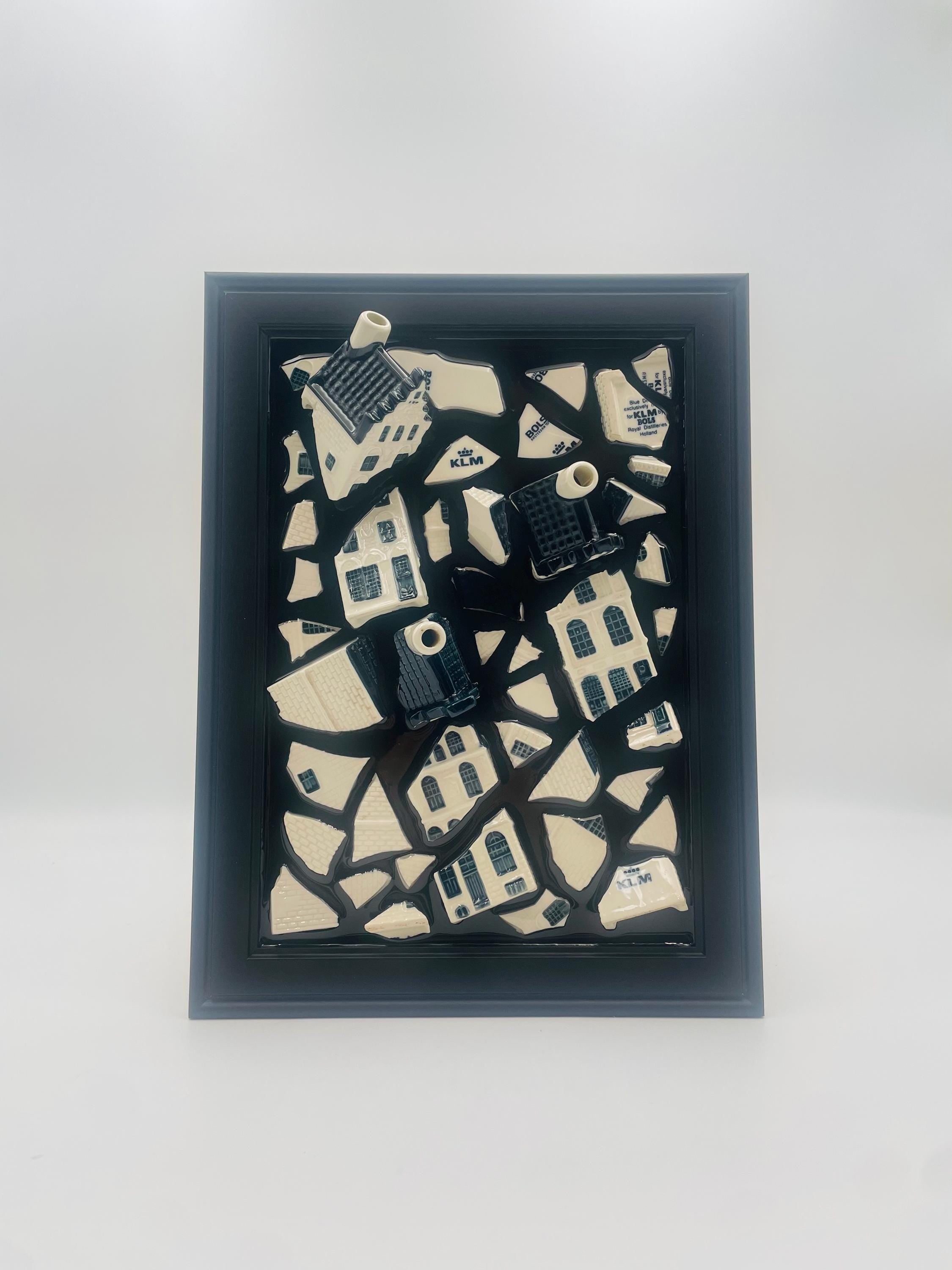 KLM Houses Broken Bottle Art