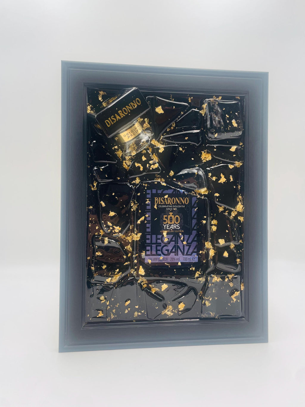Disaronno 500 Year Purple Broken Bottle Art
