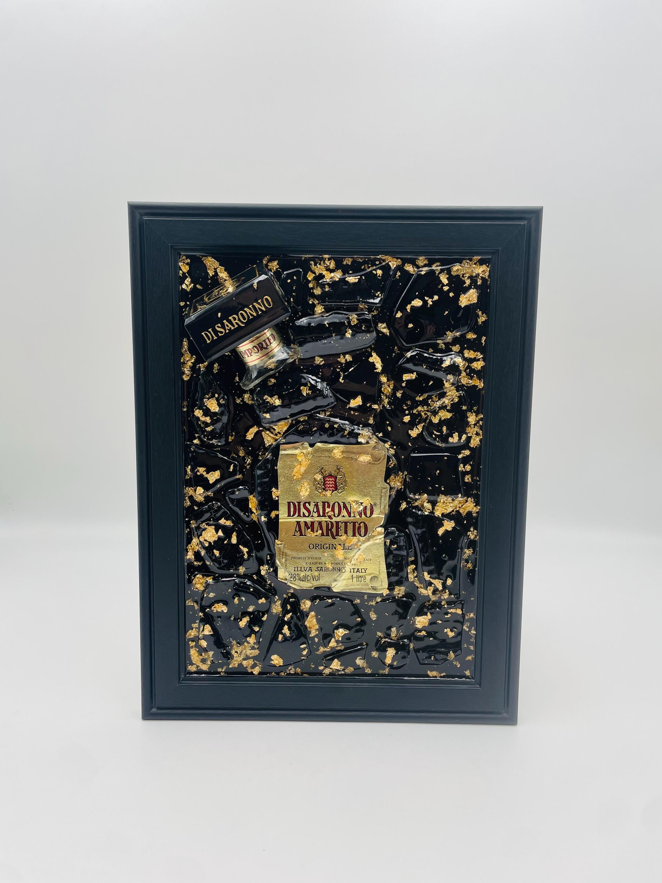 Disaronno Gold Vintage Broken Bottle Art