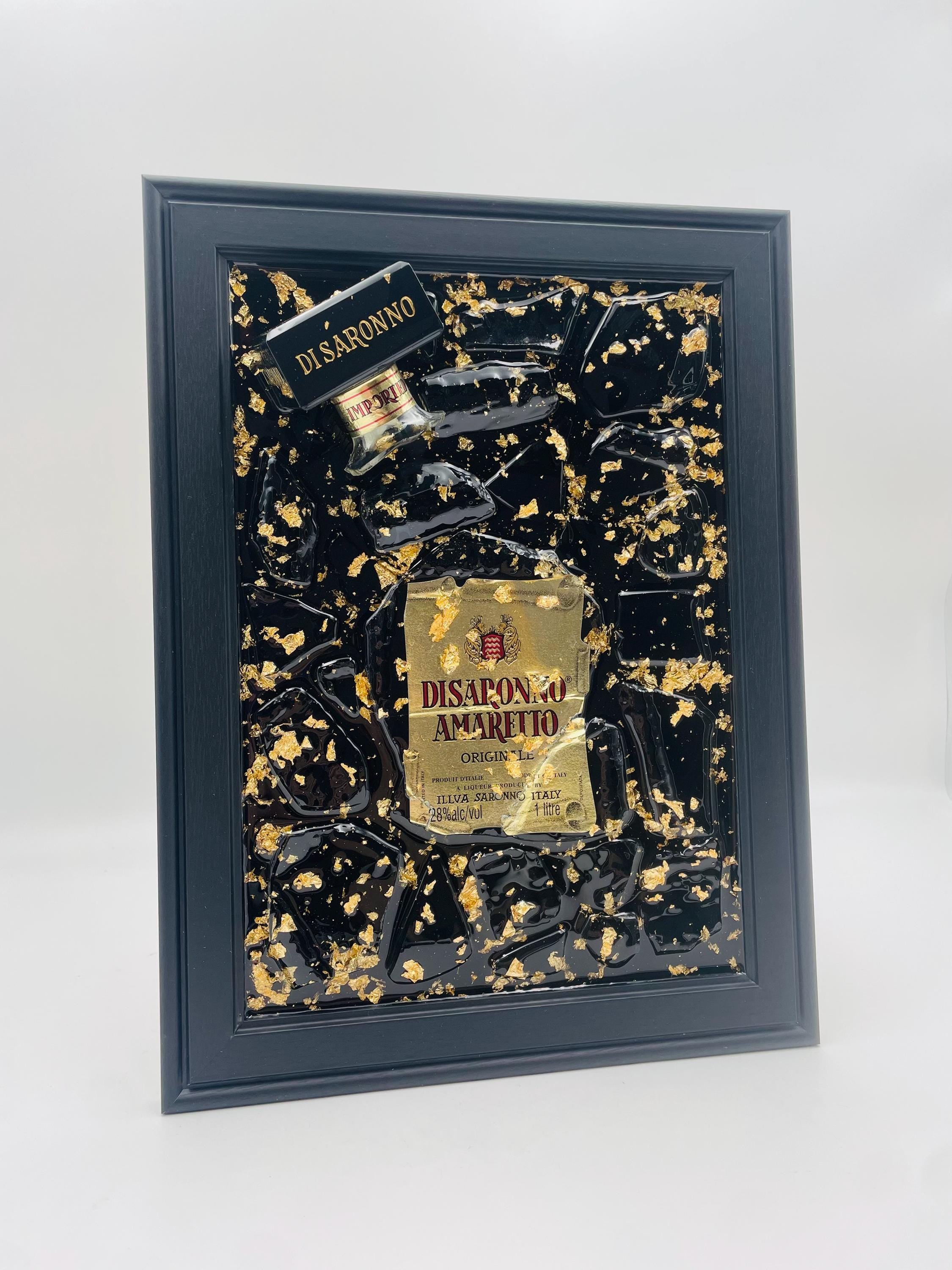 Disaronno Gold Vintage Broken Bottle Art