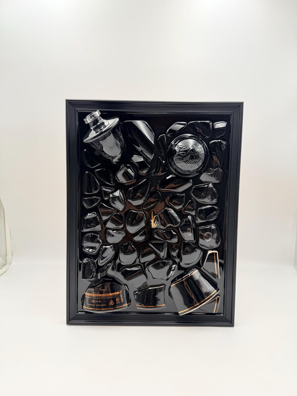 Clase Azul Black Gold Broken Bottle Art Epoxy Wall Decor