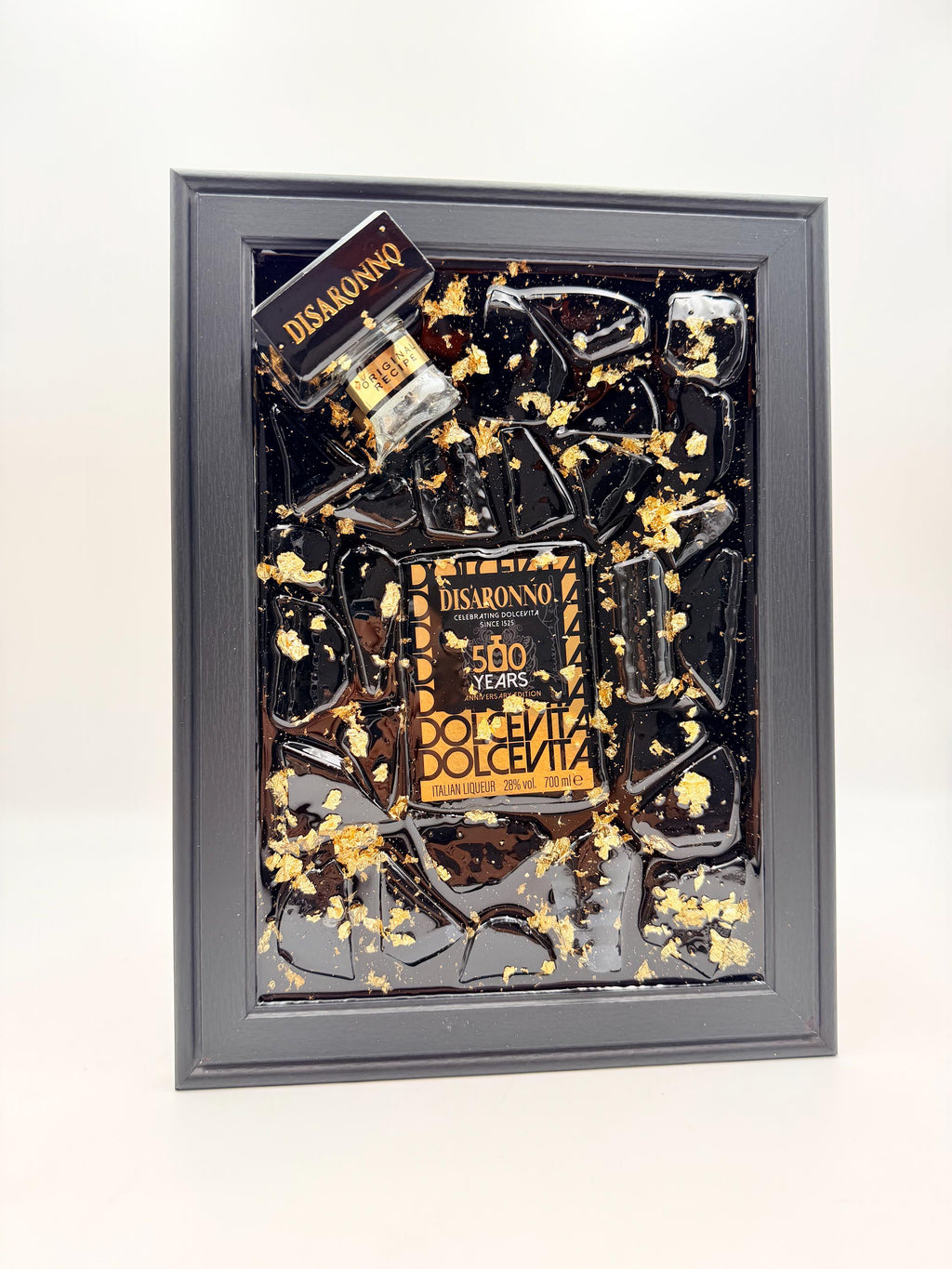 Disaronno 500 Year Gold Broken Bottle Art