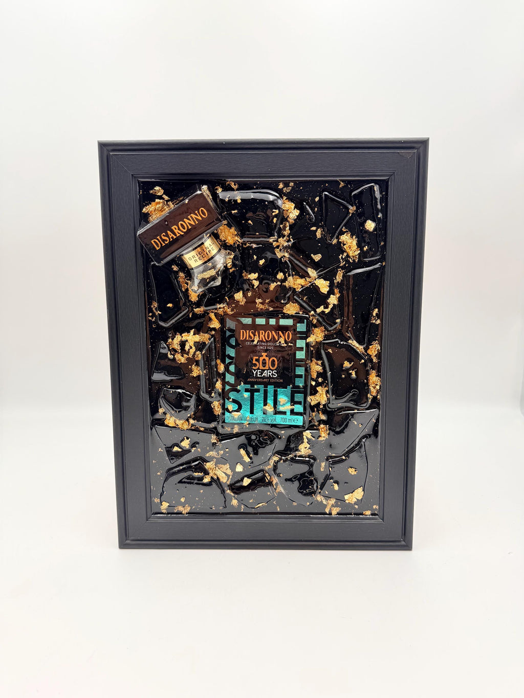 Disaronno 500 Year Green Broken Bottle Art