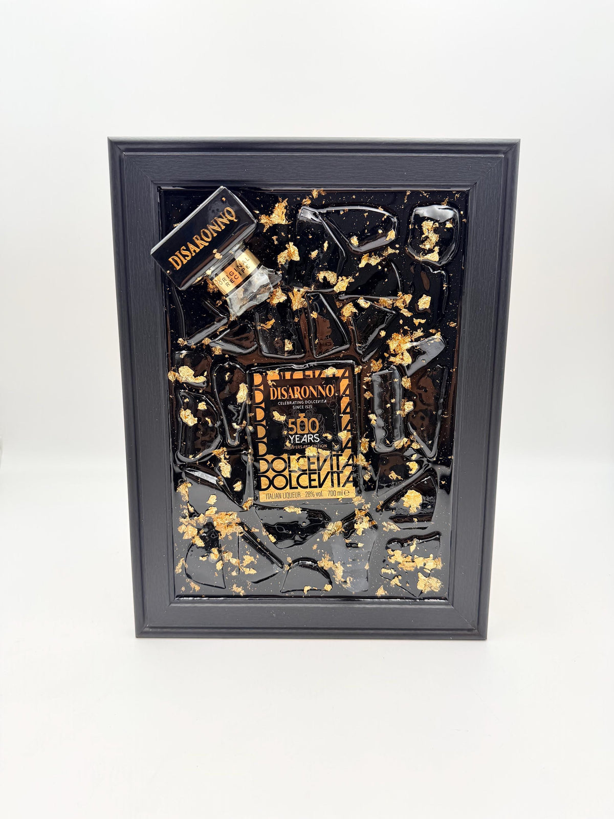 Disaronno 500 Year Gold Broken Bottle Art