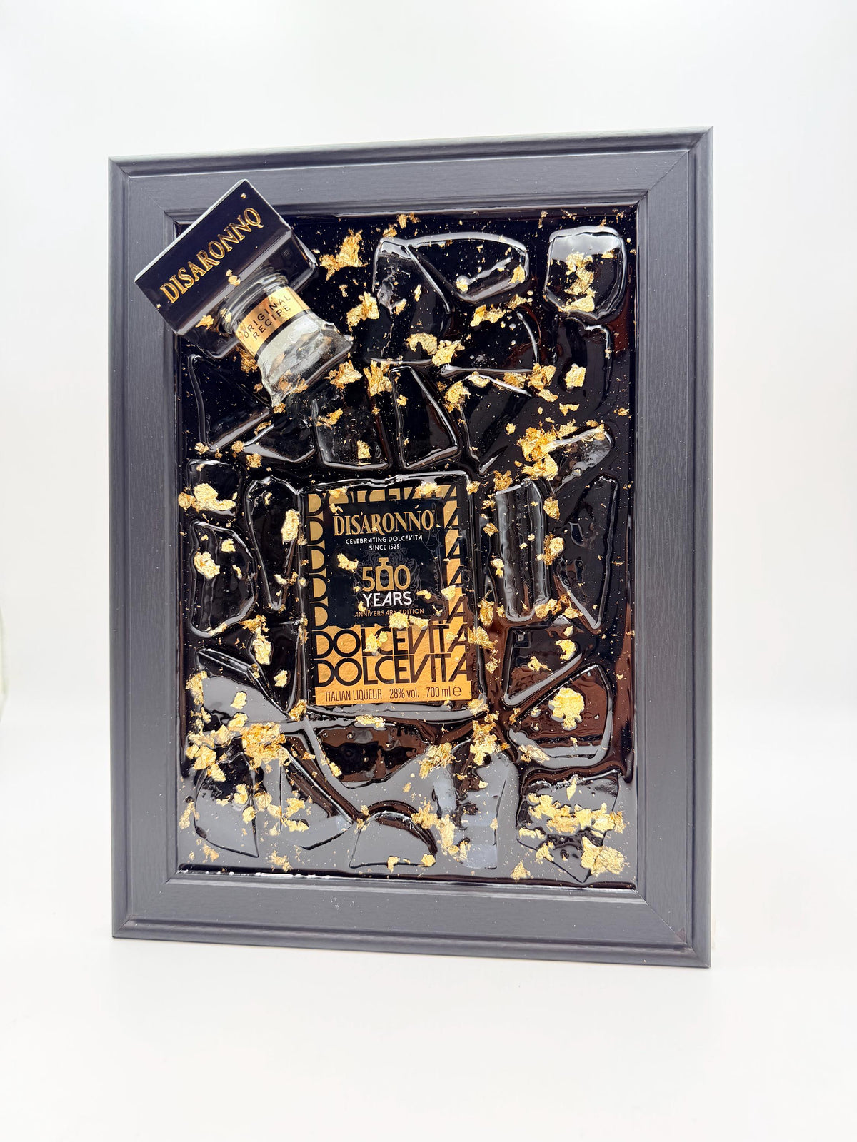 Disaronno 500 Year Gold Broken Bottle Art
