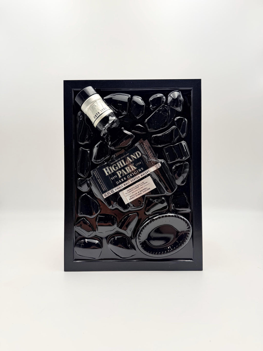 Highland Park Dark Origins Epoxy Broken Bottle Art Resin Bar Decor