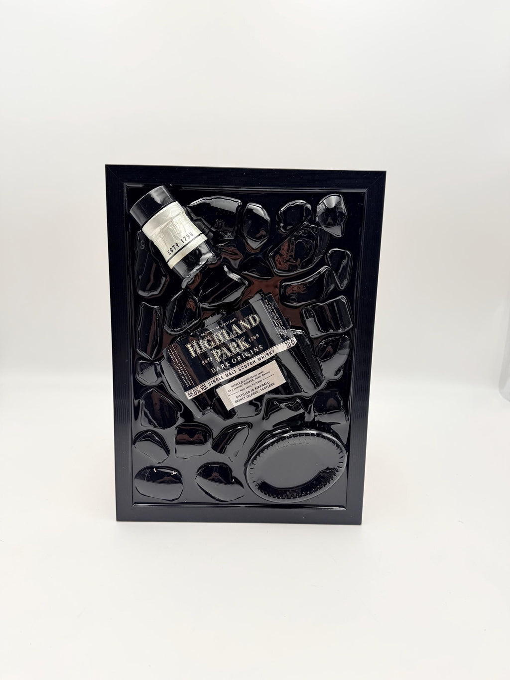 Highland Park Dark Origins Epoxy Broken Bottle Art Resin Bar Decor